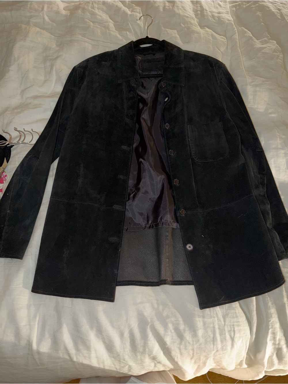 Black Suede Button-Up Jacket